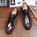 Silver Mirror Metallic Spikes Baroque Lace up Dappermen Mens Oxfords Shoes
